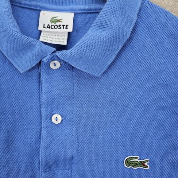 Lacoste Golf Polo Shirt Crocodile Logo Blue 100% Cotton Short Sleeve Mens Size 5 - Picture 7 of 10